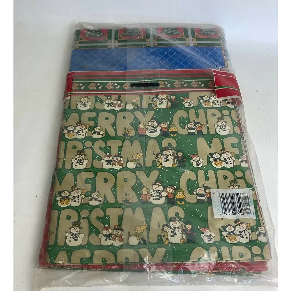 Vintage Wrapping Paper Christmas 150 Square Feet‎ Christmas Trees Snowmen NIP